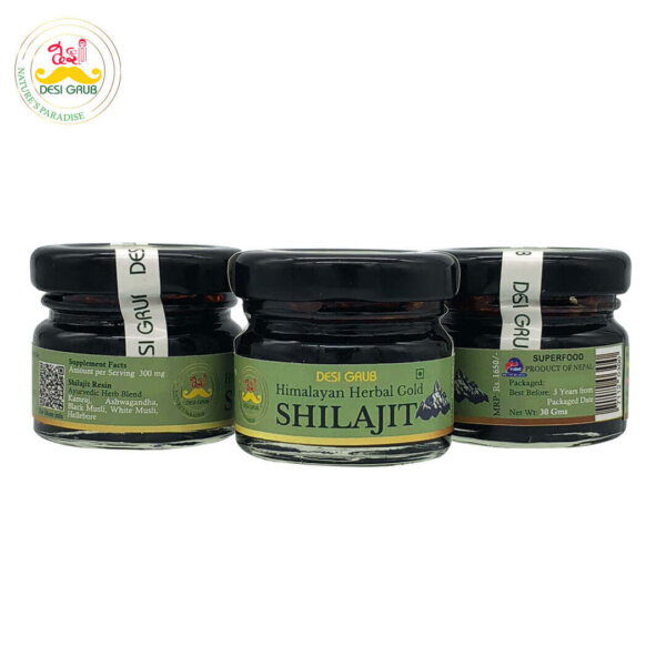 Desi Grub Herbal Gold Shilajit 30 Gms Fortified with Kamraj, Ashwagandha, Black Musli, White Musli and hellebores