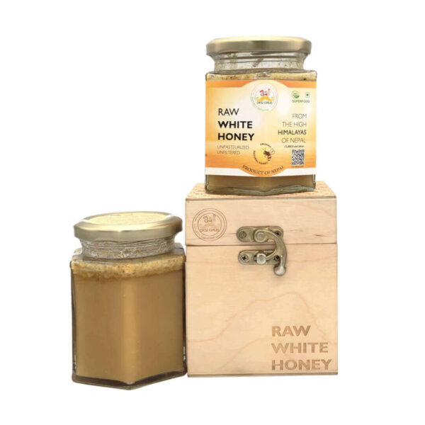 Desi Grub Raw White Honey Wooden Gift Box | Pure Honey from the Himalayan Wilderness